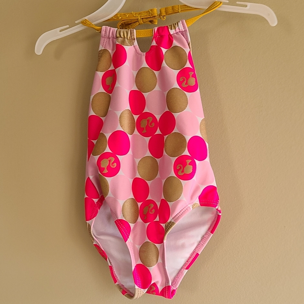 Barbie pink and gold one piece swimsuit